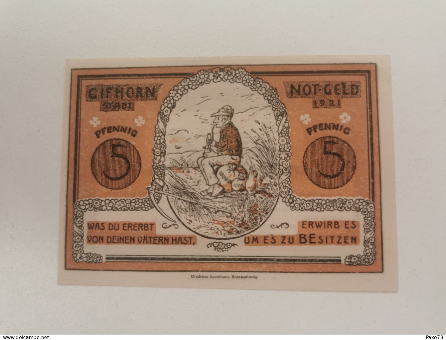 Notgeld, 5 Pfennig Stadt Gifhorn 1921 - Ohne Zuordnung