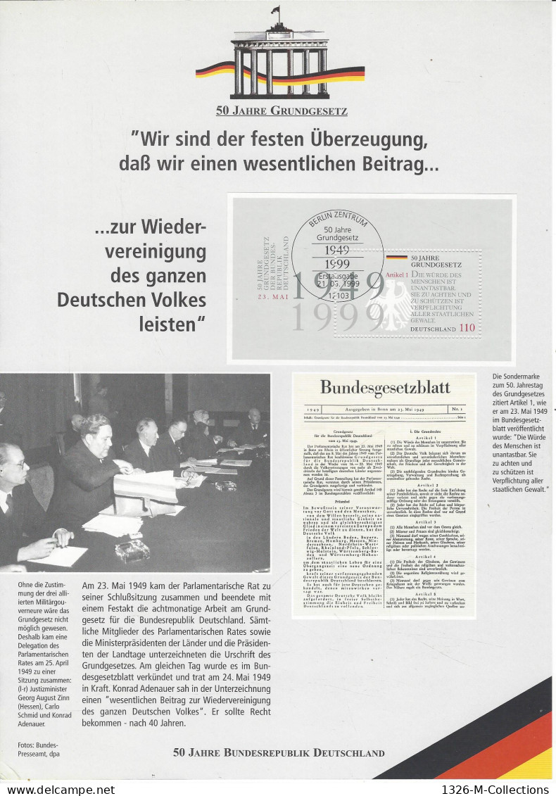 Encart Format A4 ALLEMAGNE FEDERALE N° 47 Bloc Y & T - Andere & Zonder Classificatie