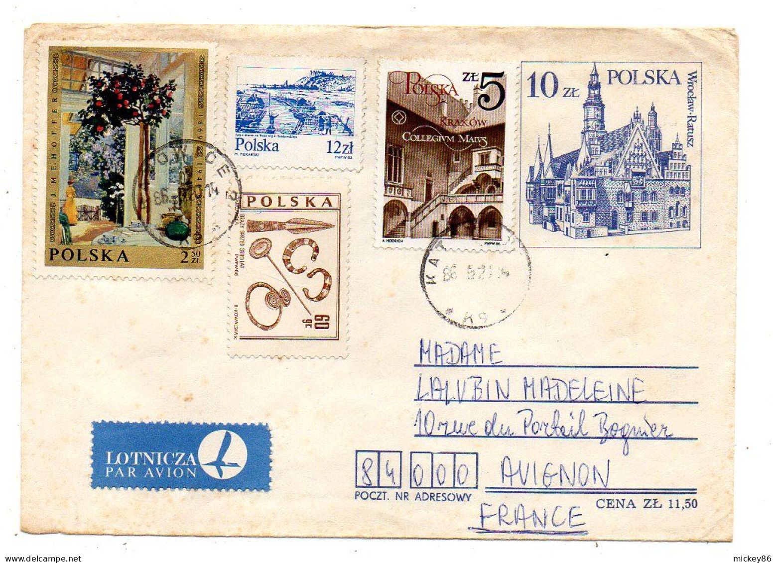 Pologne--1986--BYTOM --entier Postal  Avec Composition De Timbres En Complément D'affranchissement--Avignon-84 - Storia Postale