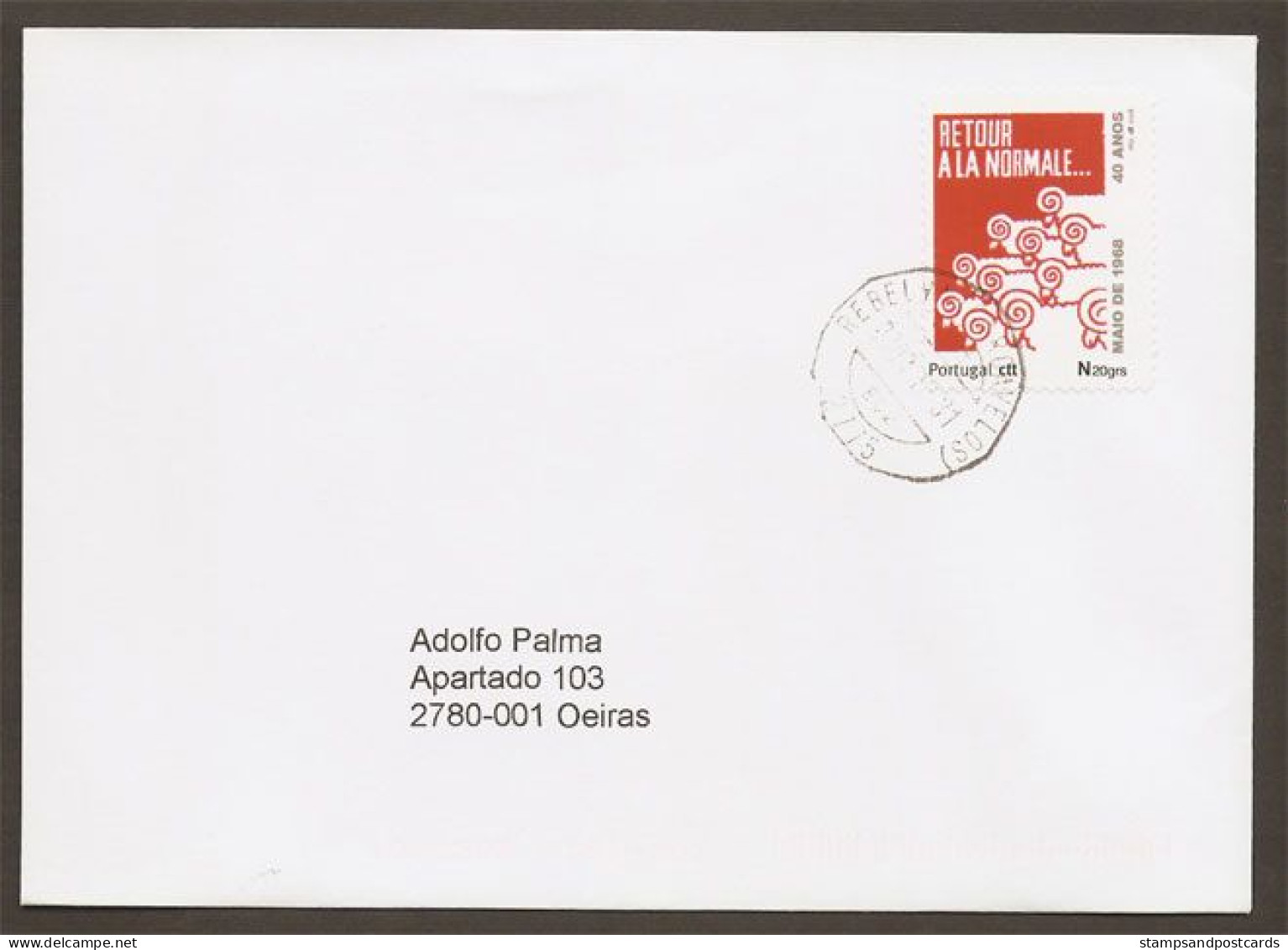 Portugal Lettre Voyagé Timbre Personnalisé Mai 68 Français 2008 Portugal Personalized Stamp Cover 2008 May 68 France - Briefe U. Dokumente