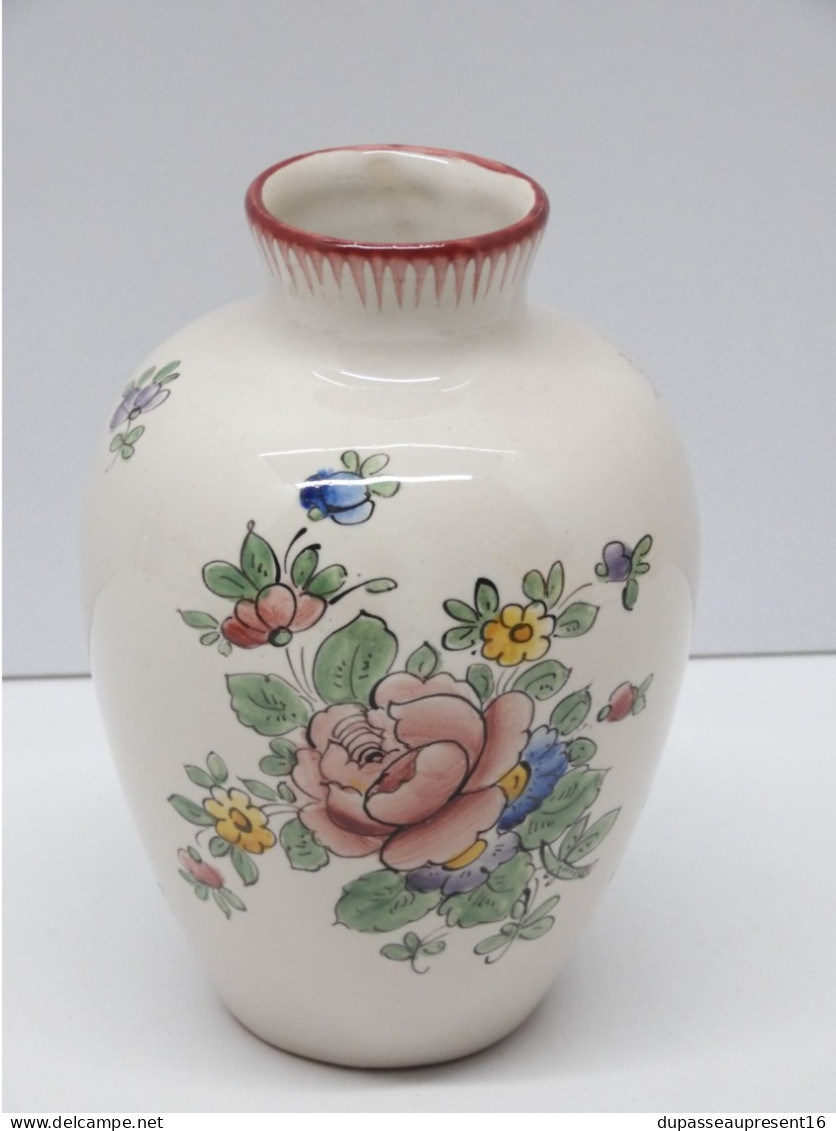 -JOLI ANCIEN VASE ROULLET RENOLEAU A FLEURS ROSES COLLECTION DECO VITRINE   E - Angoulême/Le Renoleau (FRA)