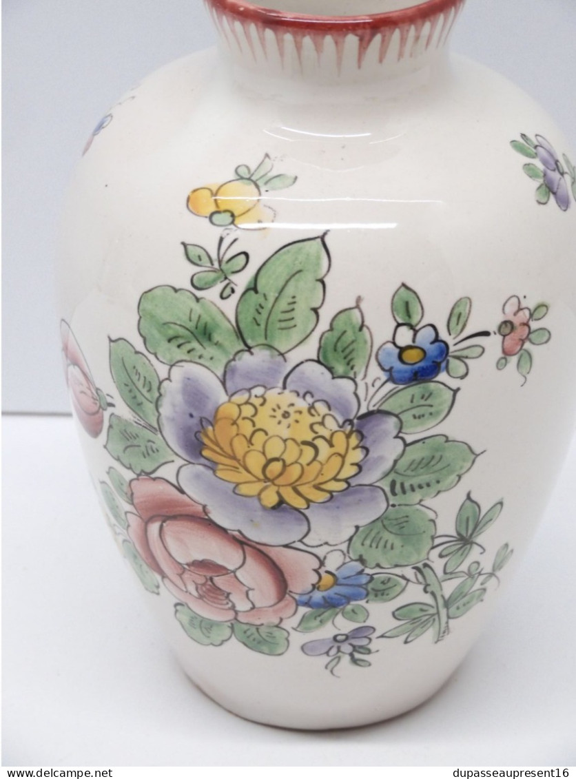 -JOLI ANCIEN VASE ROULLET RENOLEAU A FLEURS ROSES COLLECTION DECO VITRINE   E