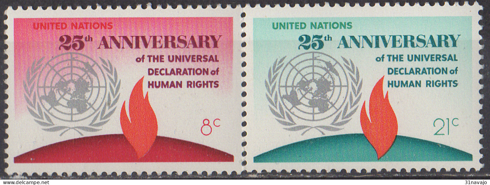 NATIONS UNIES (New York) - 25e Anniversaire De La Déclaration Universelle Des Droits De L'homme - Unused Stamps