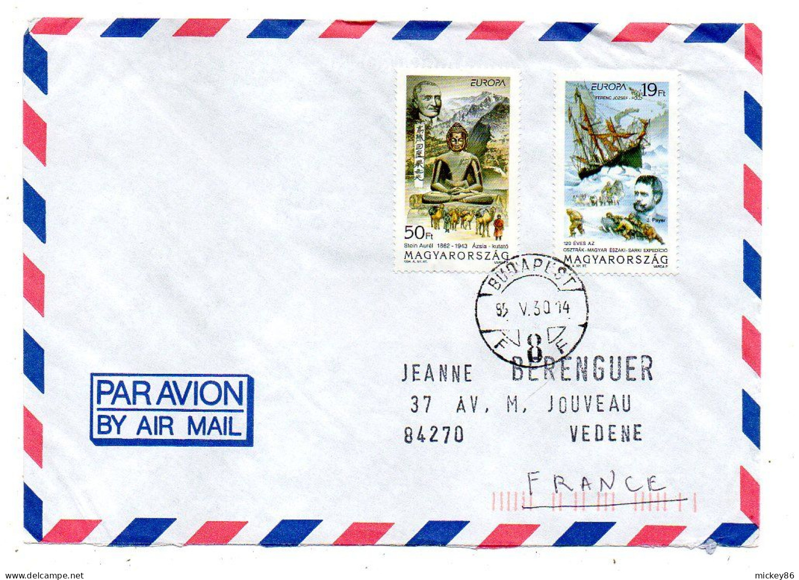Hongrie --1995--BUDAPEST  Pour VEDENE --84  (France)-- Timbres  EUROPA......cachet - Covers & Documents