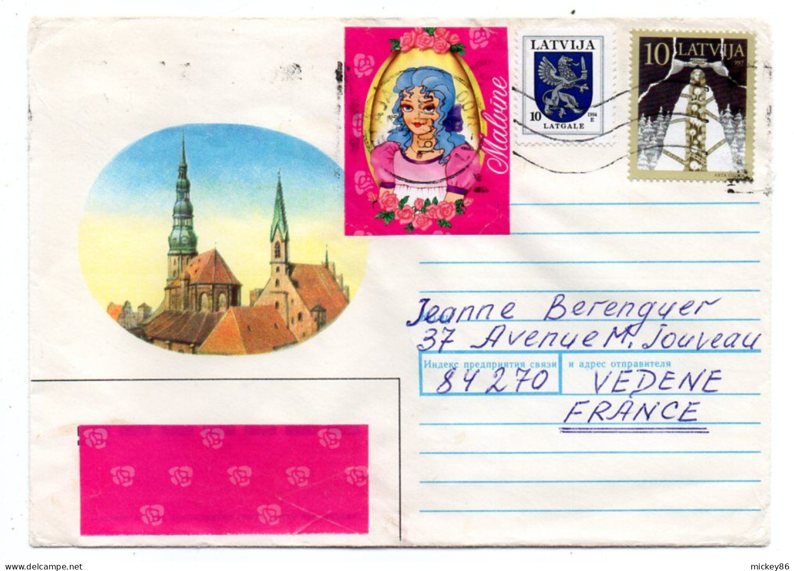 Lettonie---1997 --LIEPAJA  Pour VEDENE --84  (France)-- Timbres Divers Dont  Blason ......cachet - Letland