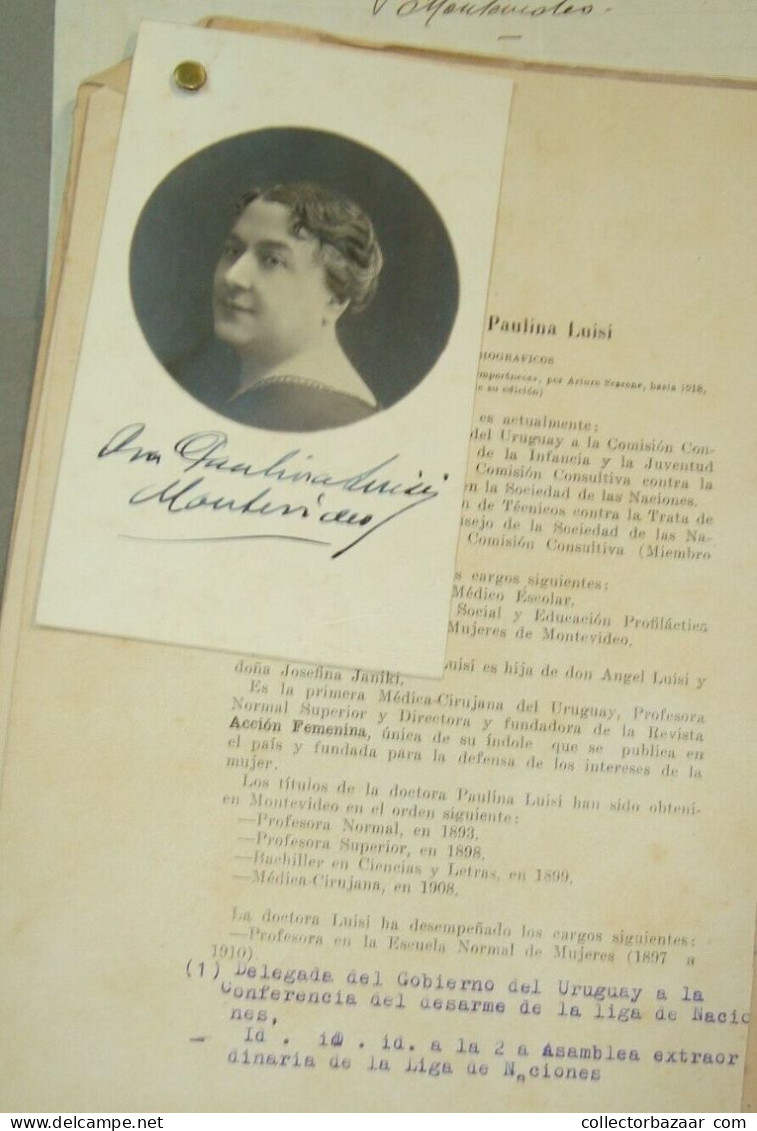 1930 Original Postcard Dr Paulina Luisi Autographed Uruguay Feminist Suffragist - Uruguay