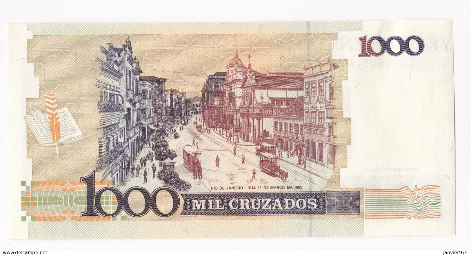 Brésil 1000 Cruzeiros Surcharge 1 Cruzado Novo, N°  B 0906051633 A, UNC - Brasile