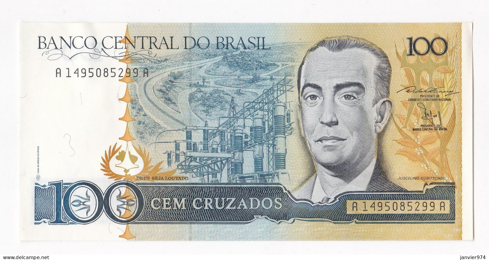 Brésil 100 Cruzeiros, N°  A 1495085299 A, UNC - Brazil
