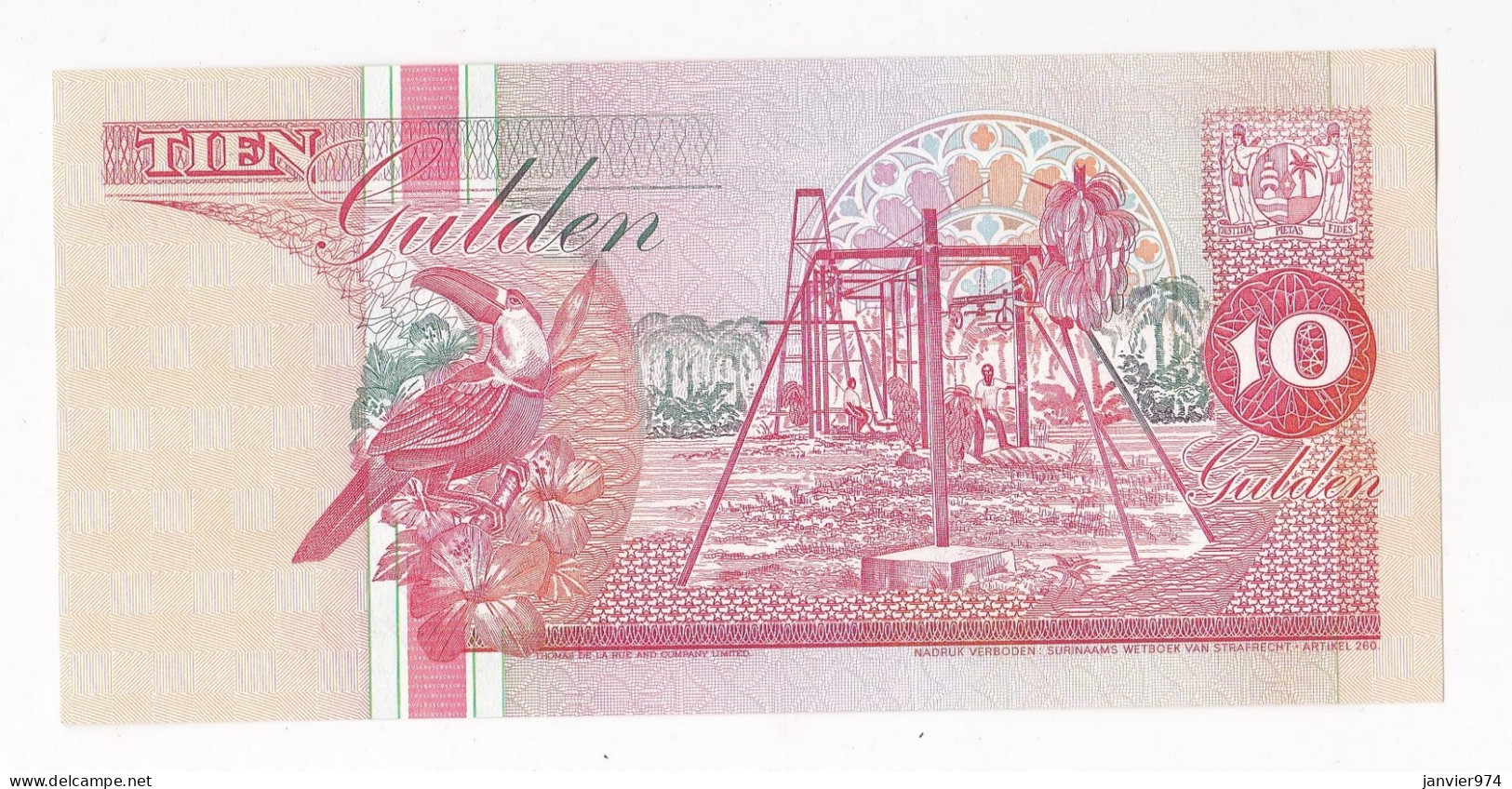 Suriname 10 Gulden 1996 , N° AJ 586555, UNC - Surinam