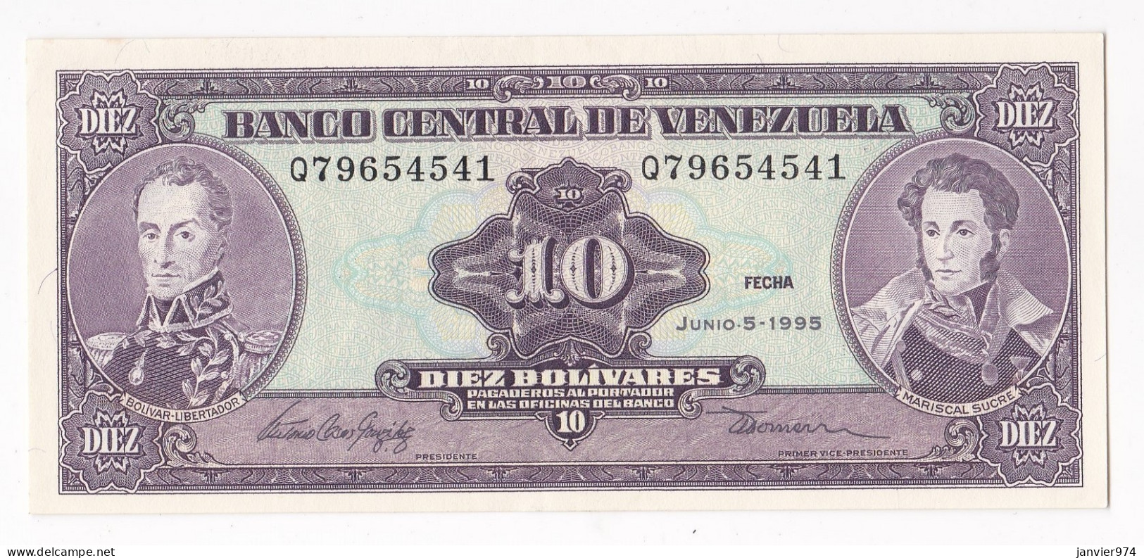 Venezuela 10 Bolivares 1995, N° Q 79654541, UNC - Venezuela