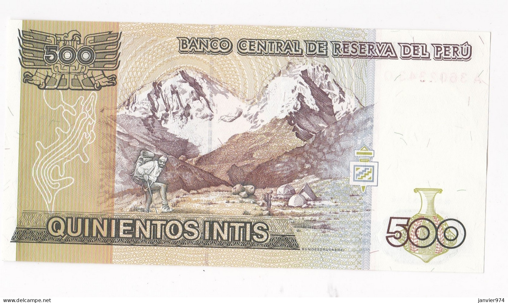 Perou 500 Intis 1987, N° A 3602343 Q, UNC - Perú