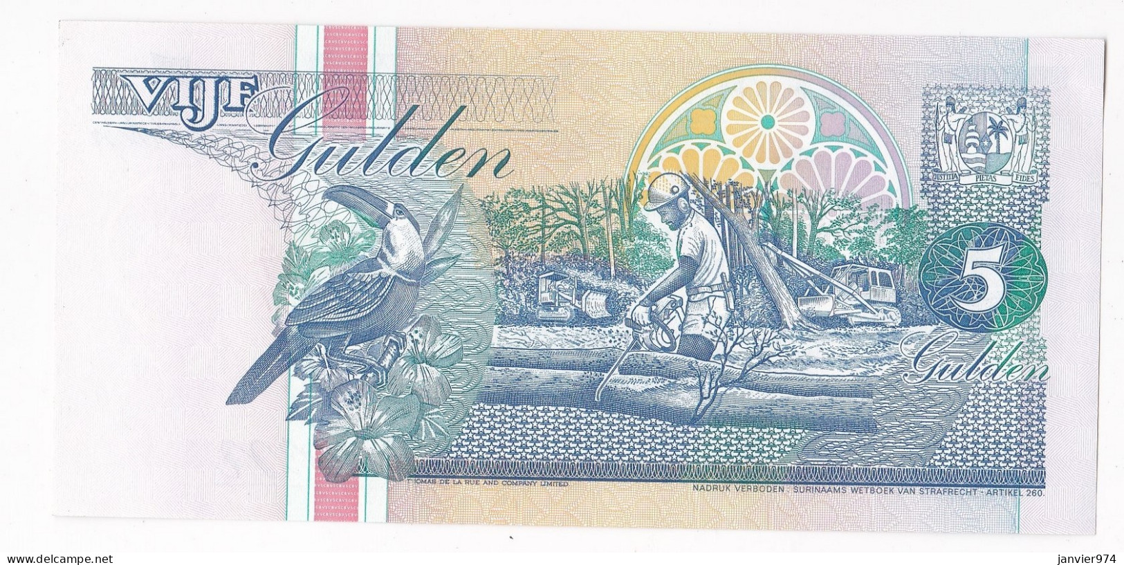 Suriname 5 Gulden 1998 , N° AH 392277, UNC - Surinam