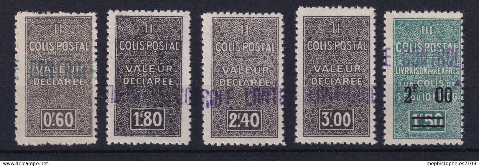 ALGÉRIE 1939 - MLH - YT 55, 56, 57, 58, 59 - COLIS POSTAUX - Paketmarken
