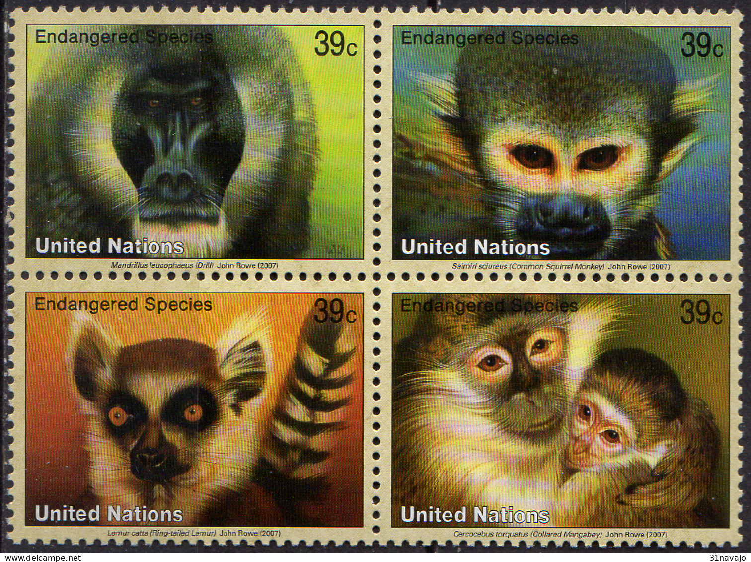 NATIONS UNIES (New York) - Espèces Menacées D'extinction 2007 - Unused Stamps