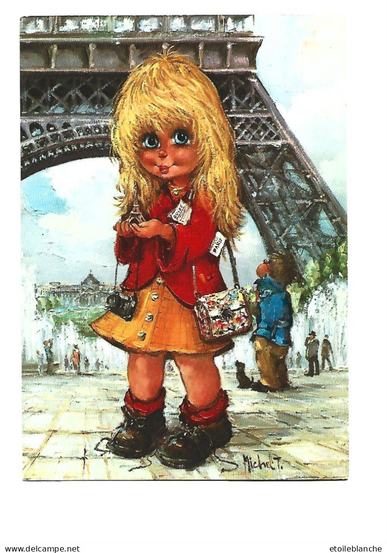 PARIS - Miss Tour Eiffel, Dessin Michel Thomas, Fillette, Enfant 'Poulbot' - Touriste - Thomas