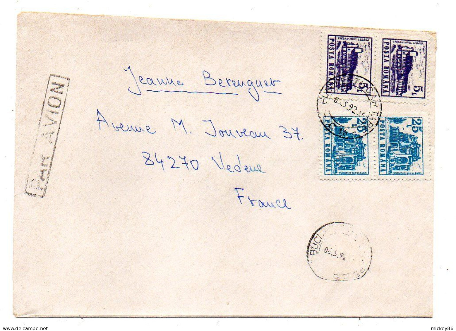 Roumanie--1992--BUCAREST  Pour VEDENE --84  (France)-- Timbres Divers    ......cachet - Covers & Documents