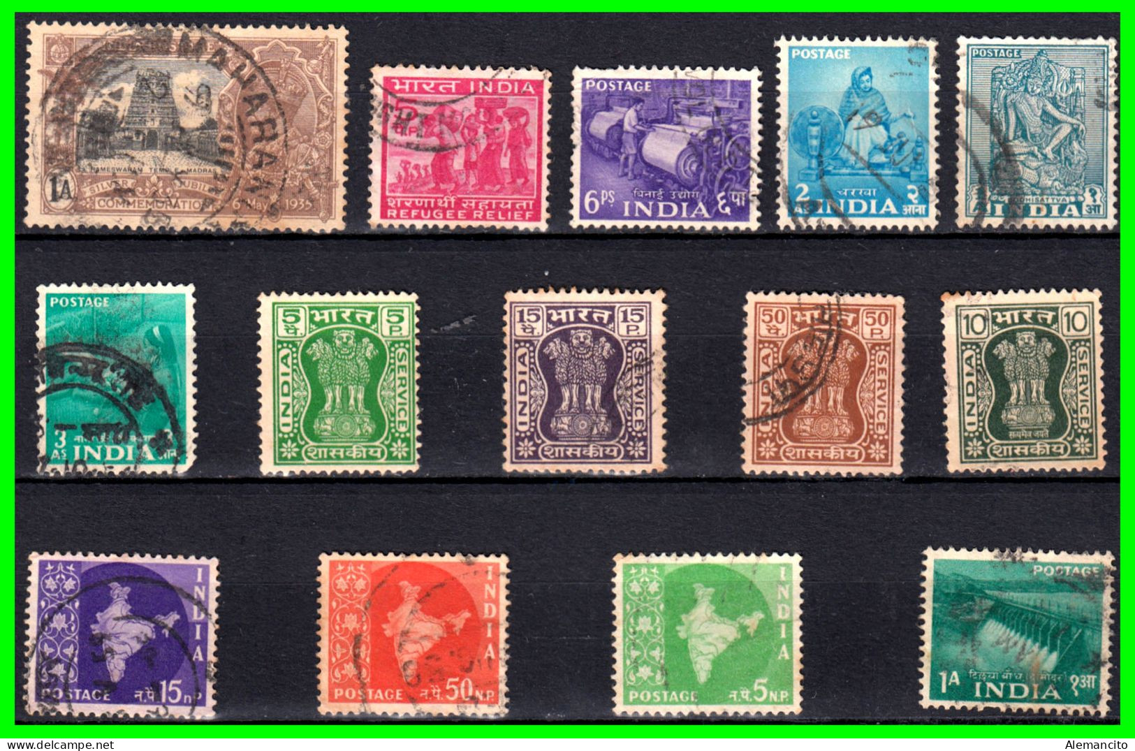 INDIA – ( ASIA ) – LOTE 14 SELLOS DIFERENTES AÑOS Y VALORES - Used Stamps