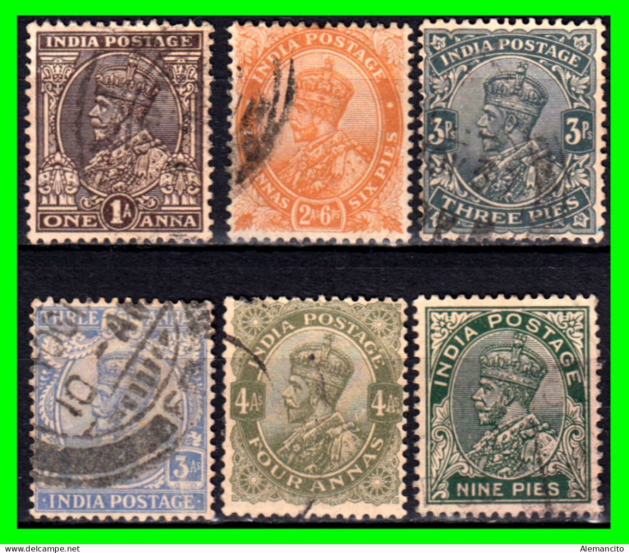 INDIA – ( ASIA ) – LOTE 6 SELLOS DIFERENTES VALORES DE LOS AÑOS -1950 - 1960 - Oblitérés