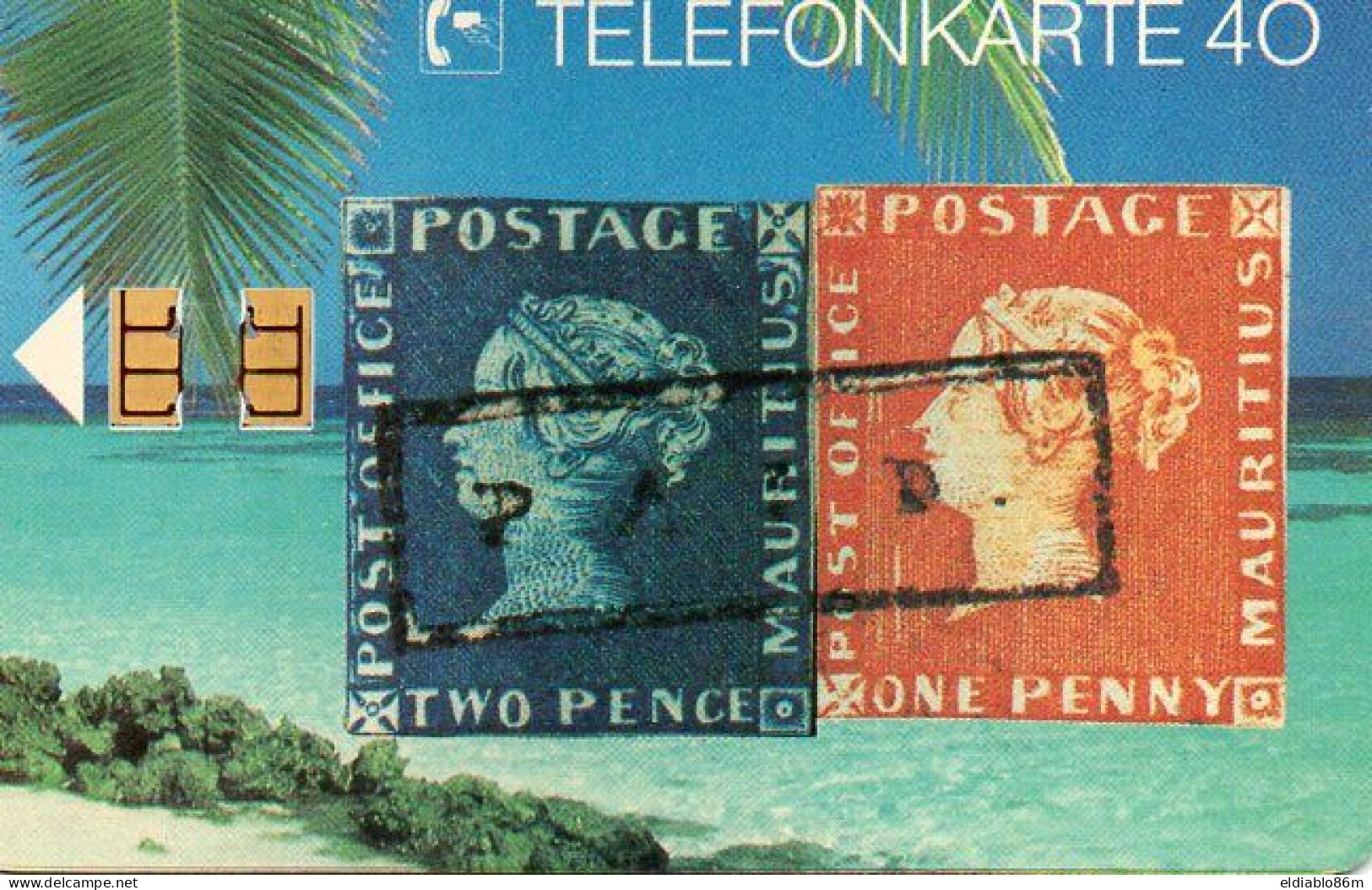 GERMANY - CHIP CARD - E 03 08.91 - BRIEFMARKEN 3 BLAUE + ROTE MAURITIUS (1108) - STAMP - E-Series: Editionsausgabe Der Dt. Postreklame