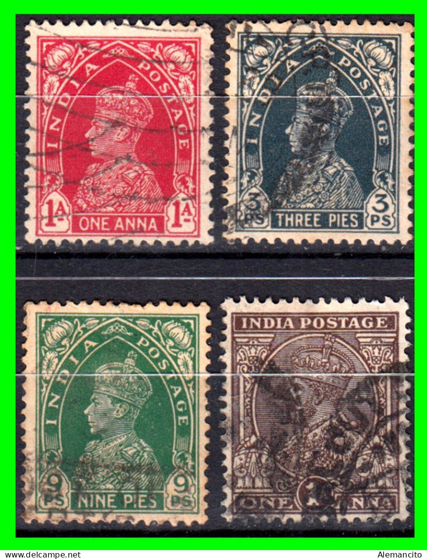 INDIA – ( ASIA ) – LOTE 4 SELLOS DIFERENTES VALORES DE LOS AÑOS -1950 - 1960 - Oblitérés