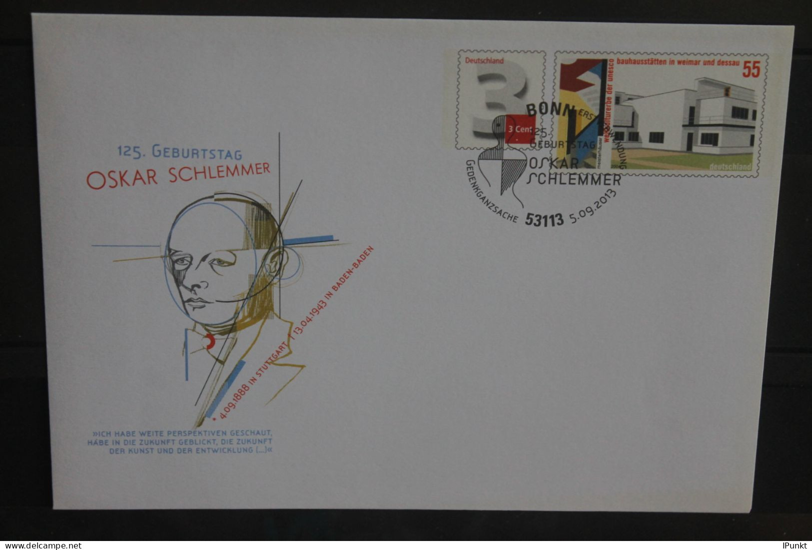 Deutschland 2013; Oskar Schlemmer; USo 302, SST - Enveloppes - Oblitérées