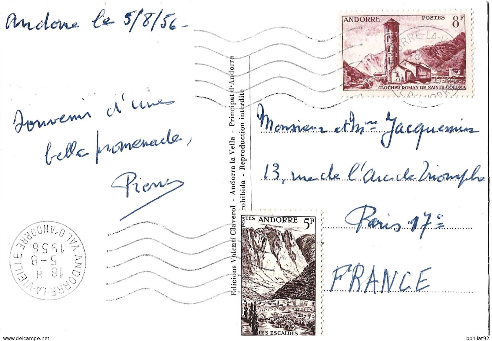 !!! ANDORE, CPA DE 1956 AVEC BEL AFFRANCHISSEMENT POUR LA FRANCE - Covers & Documents
