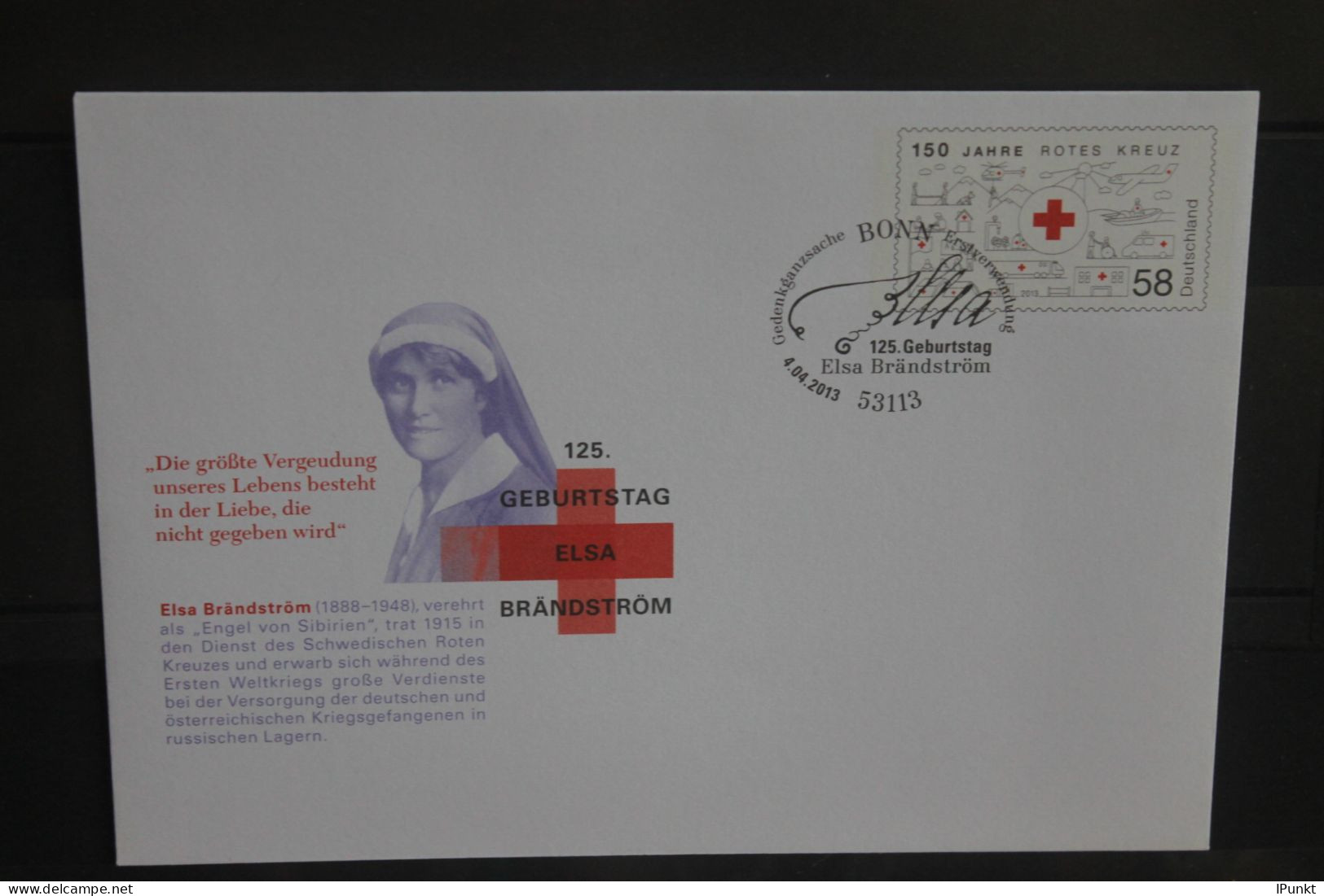 Deutschland 2013; Elsa Brandström; DRK; USo 291, SST - Enveloppes - Oblitérées