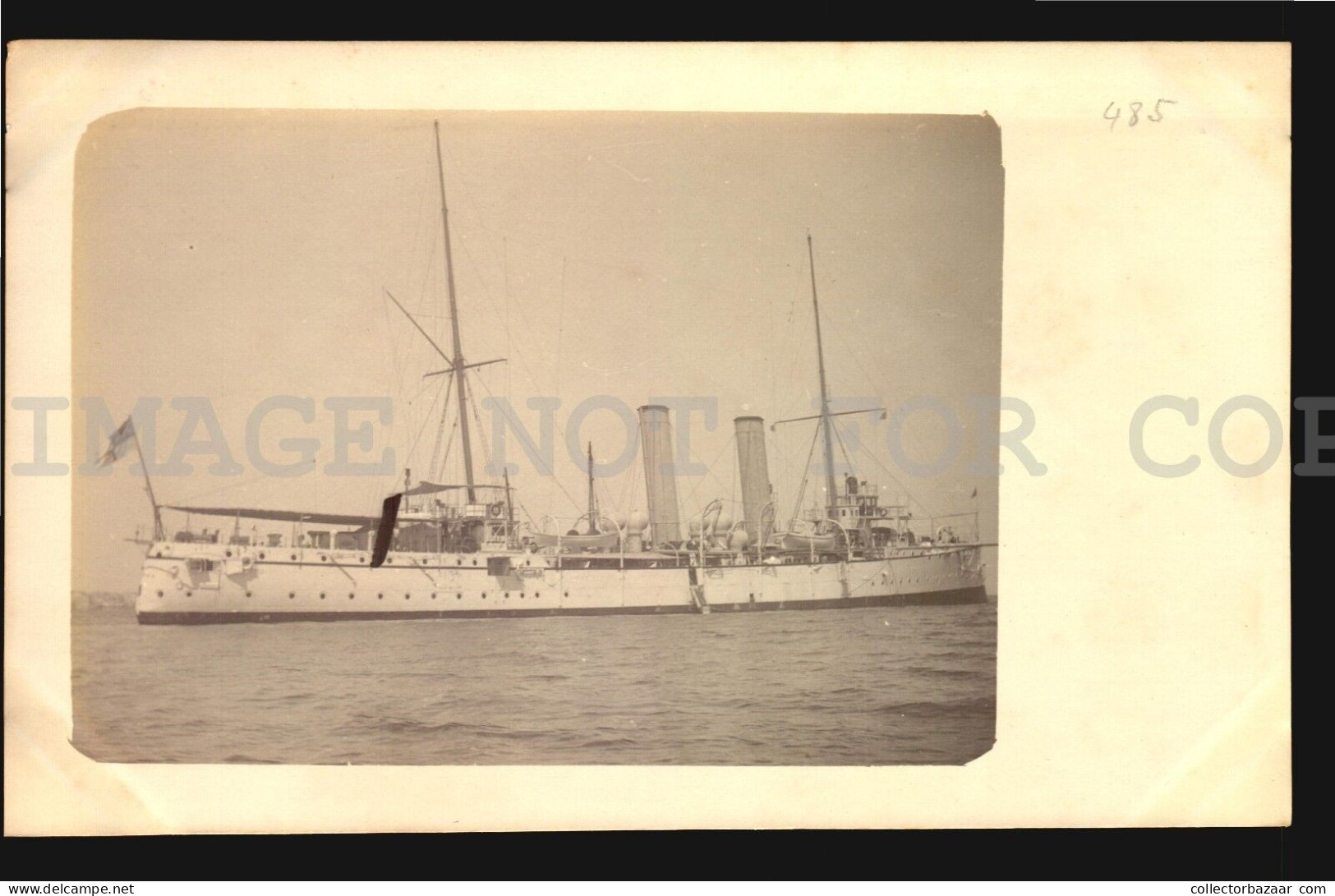 1902 Uk Battleship Military Ship Montevideo Port 4x Photo Sequence +1 Postcard - Uruguay