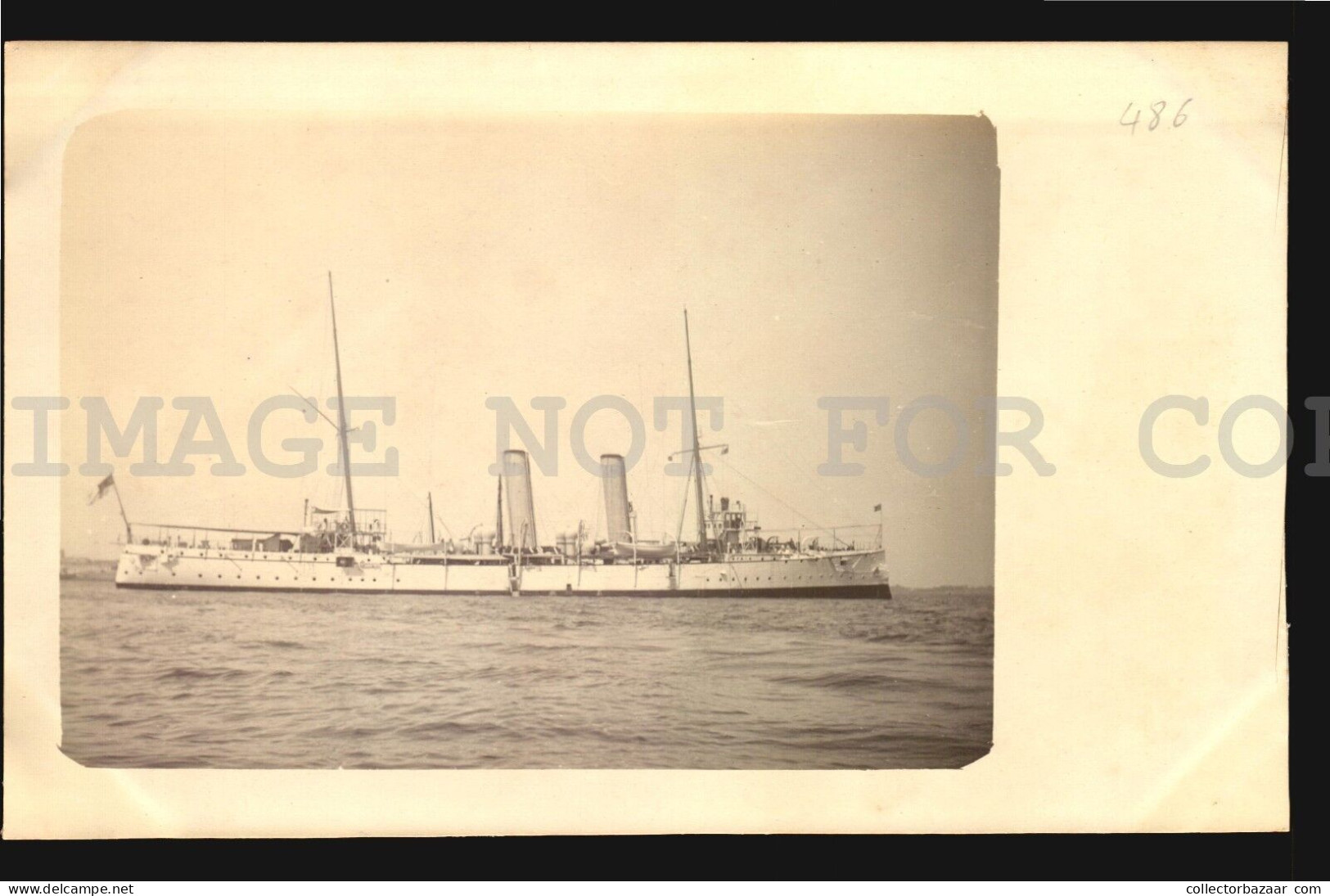 1902 Uk Battleship Military ship Montevideo port 4x photo sequence +1 postcard