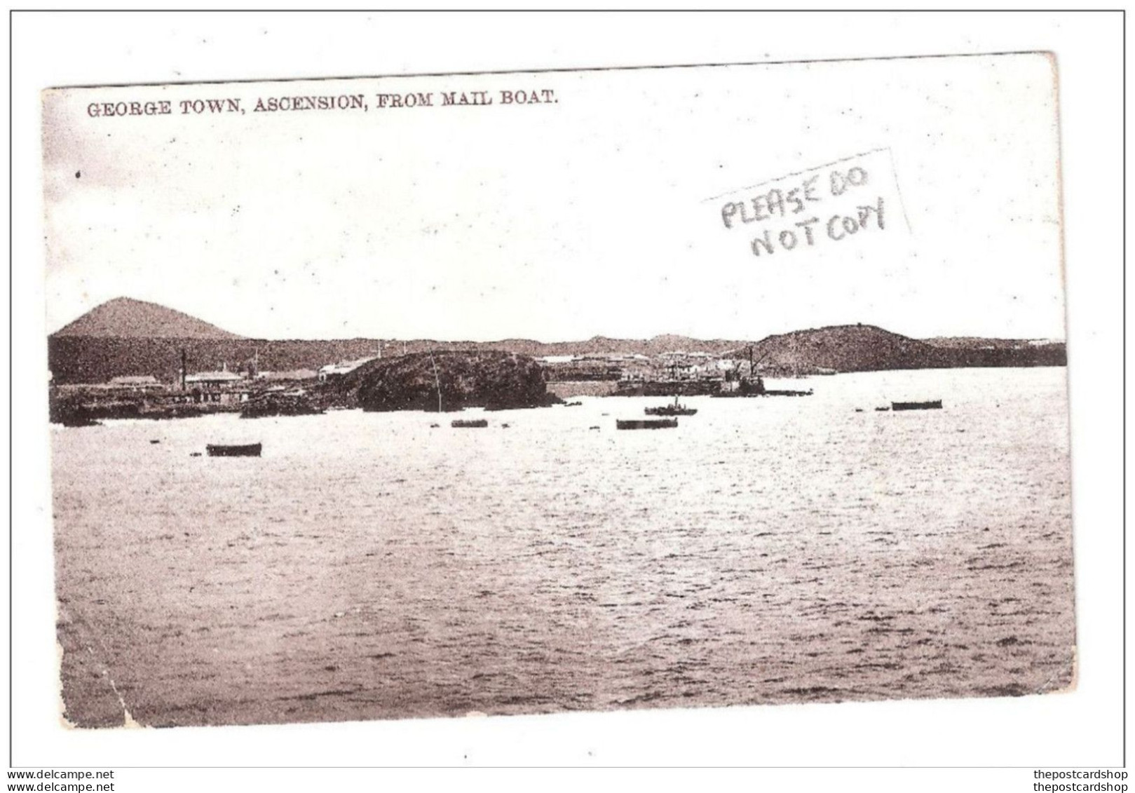 ASCENSION ISLAND George Town Ascension From Mail Boat PAQUEBOT CAPE TOWN POSTMARK - Ascension