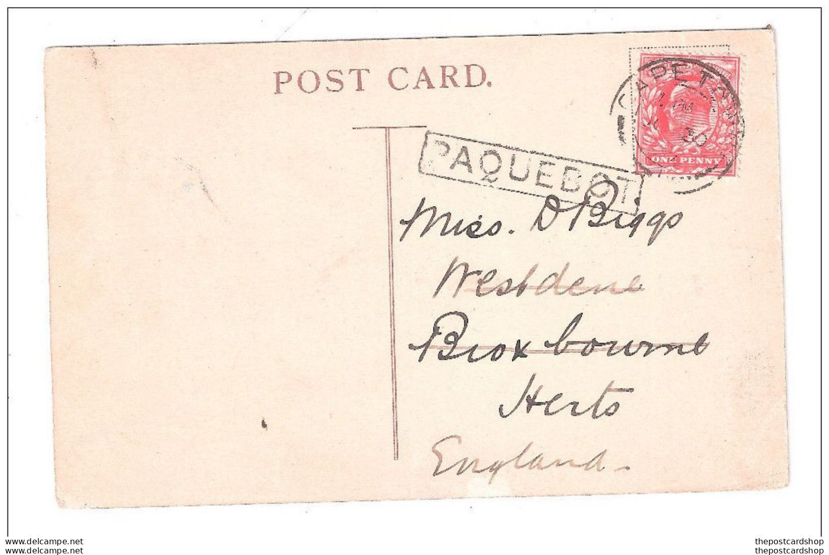 ASCENSION ISLAND George Town Ascension From Mail Boat PAQUEBOT CAPE TOWN POSTMARK - Isla Ascensión