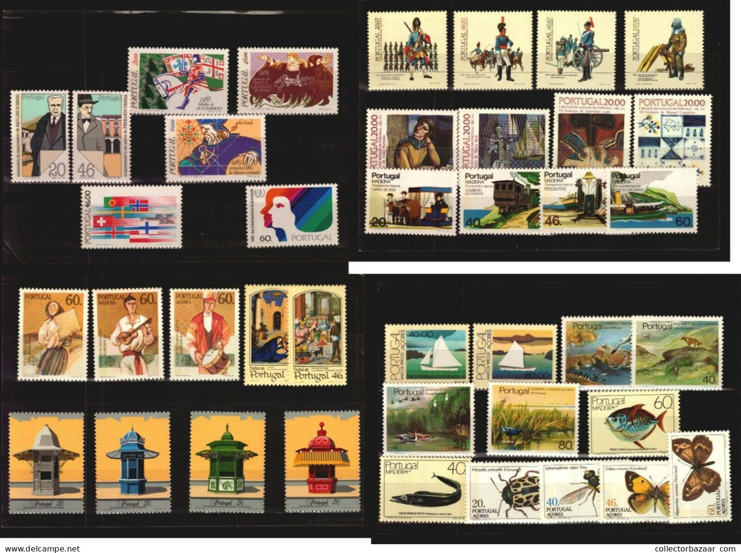 1985 Portugal Azores Madeira Stamps S/s Cv$130 Butterfly Train Uniform Art Flag Music - Collections