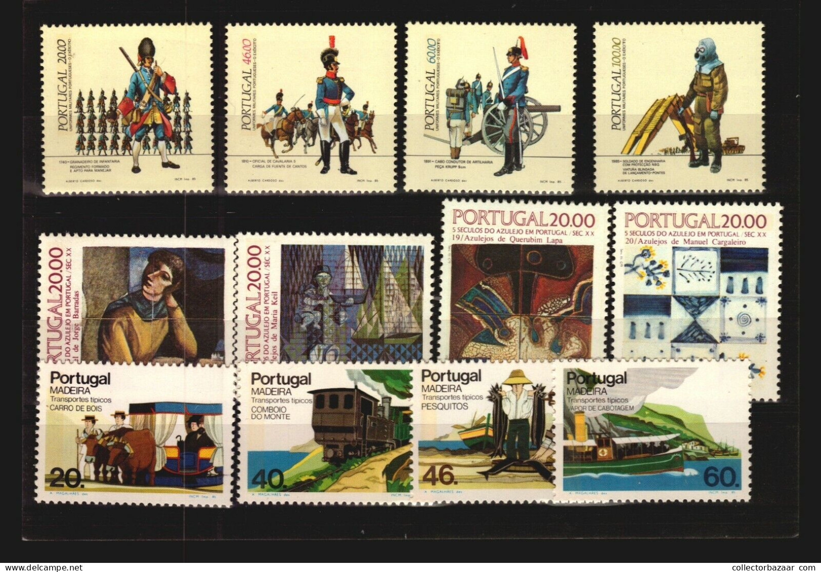 1985 Portugal Azores Madeira Stamps S/s Cv$130 Butterfly Train Uniform Art Flag Music - Sammlungen