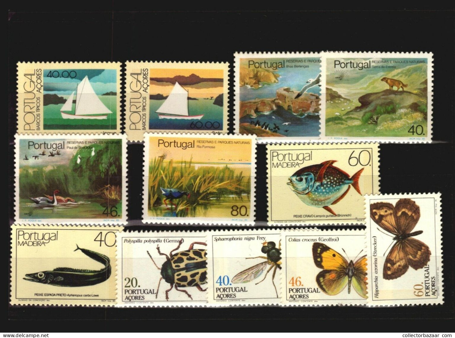 1985 Portugal Azores Madeira Stamps S/s Cv$130 Butterfly Train Uniform Art Flag Music - Lotes & Colecciones