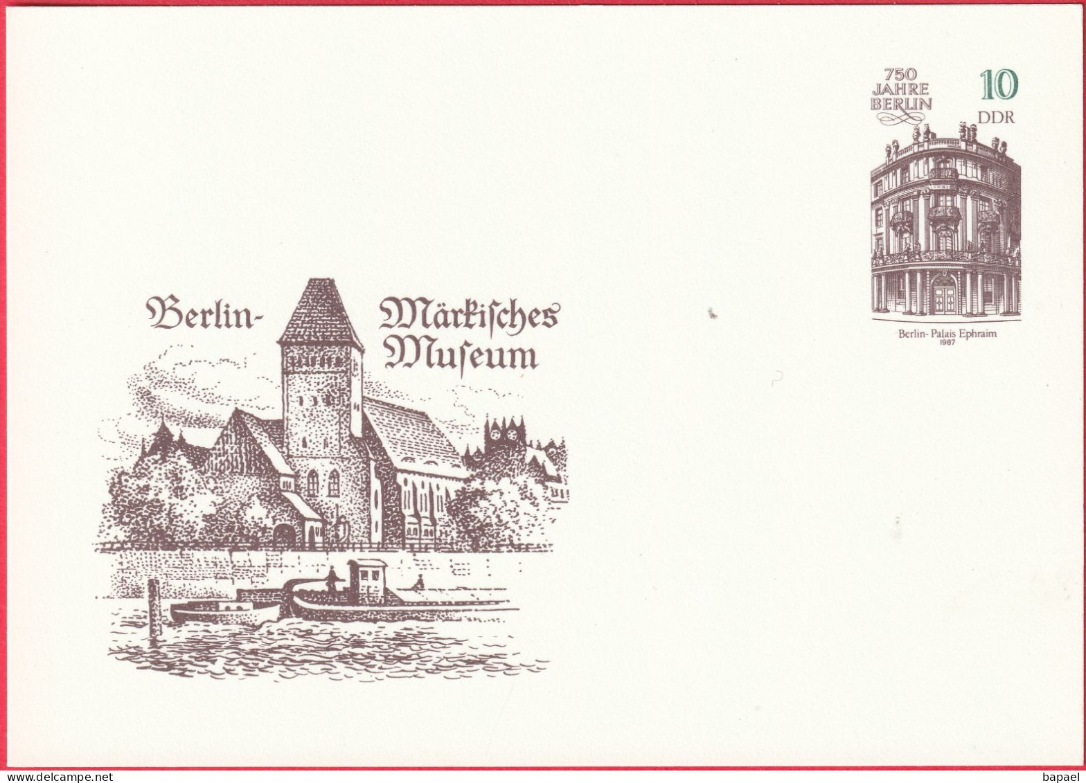 CP - Entier Postal - Berlin (Allemagne - DDR) - 750 Ans De Berlin - Märkisches Museum - Postcards - Mint