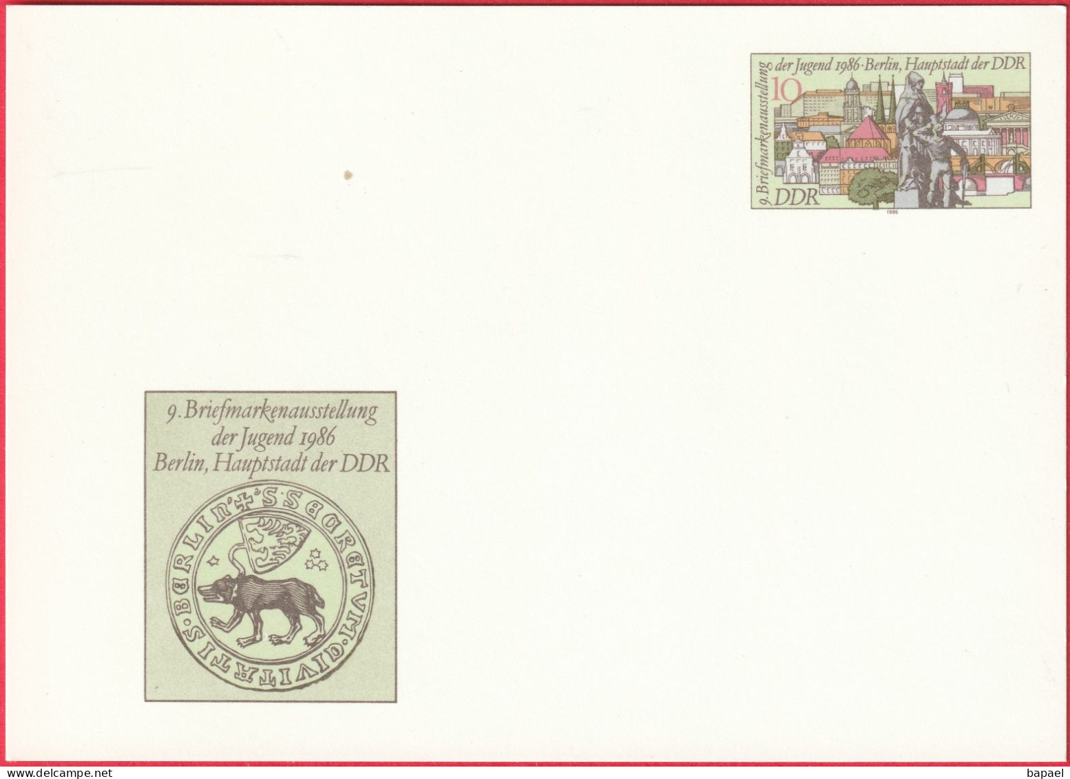 CP - Entier Postal (Allemagne - DDR) - 9e Exposition De Timbres Jeunesse 1986 - Postkarten - Ungebraucht