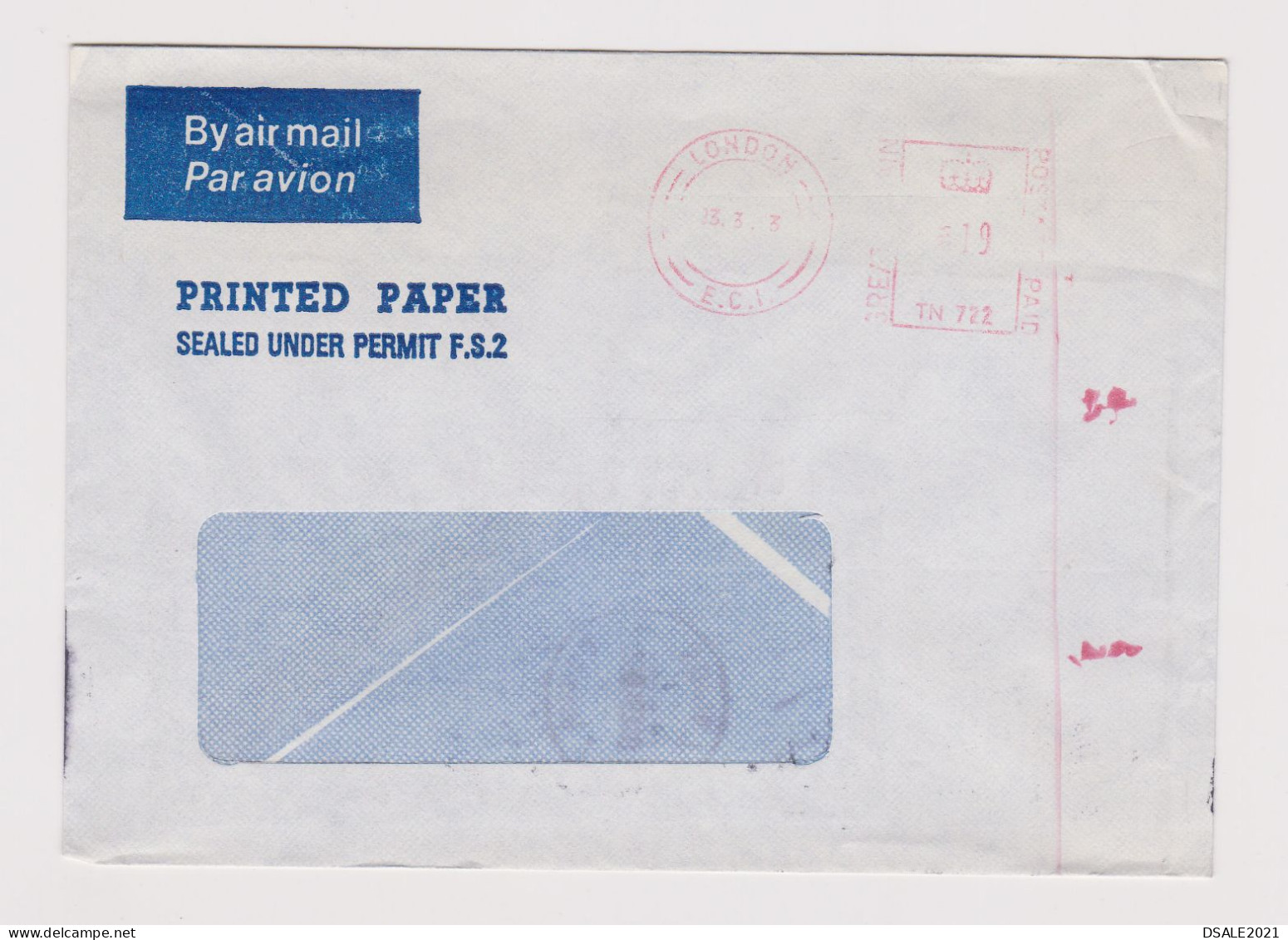 Englad, UK, Great Britain 1980s Airmail Cover Machine EMA METER Stamp, Sent To Bulgaria (66840) - Macchine Per Obliterare (EMA)