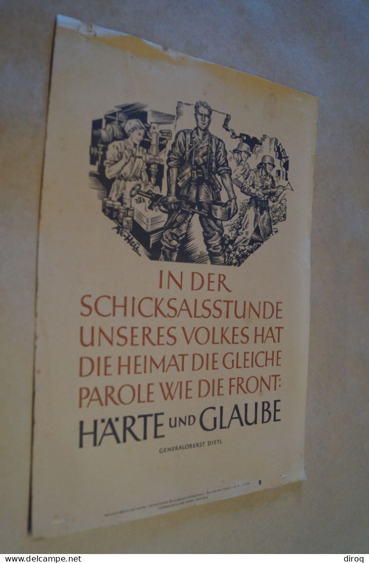 Véritable Grande Affiche De Propagande Allemande Guerre 40-45,originale,RARE,350 Mm./240 Mm - Plakate