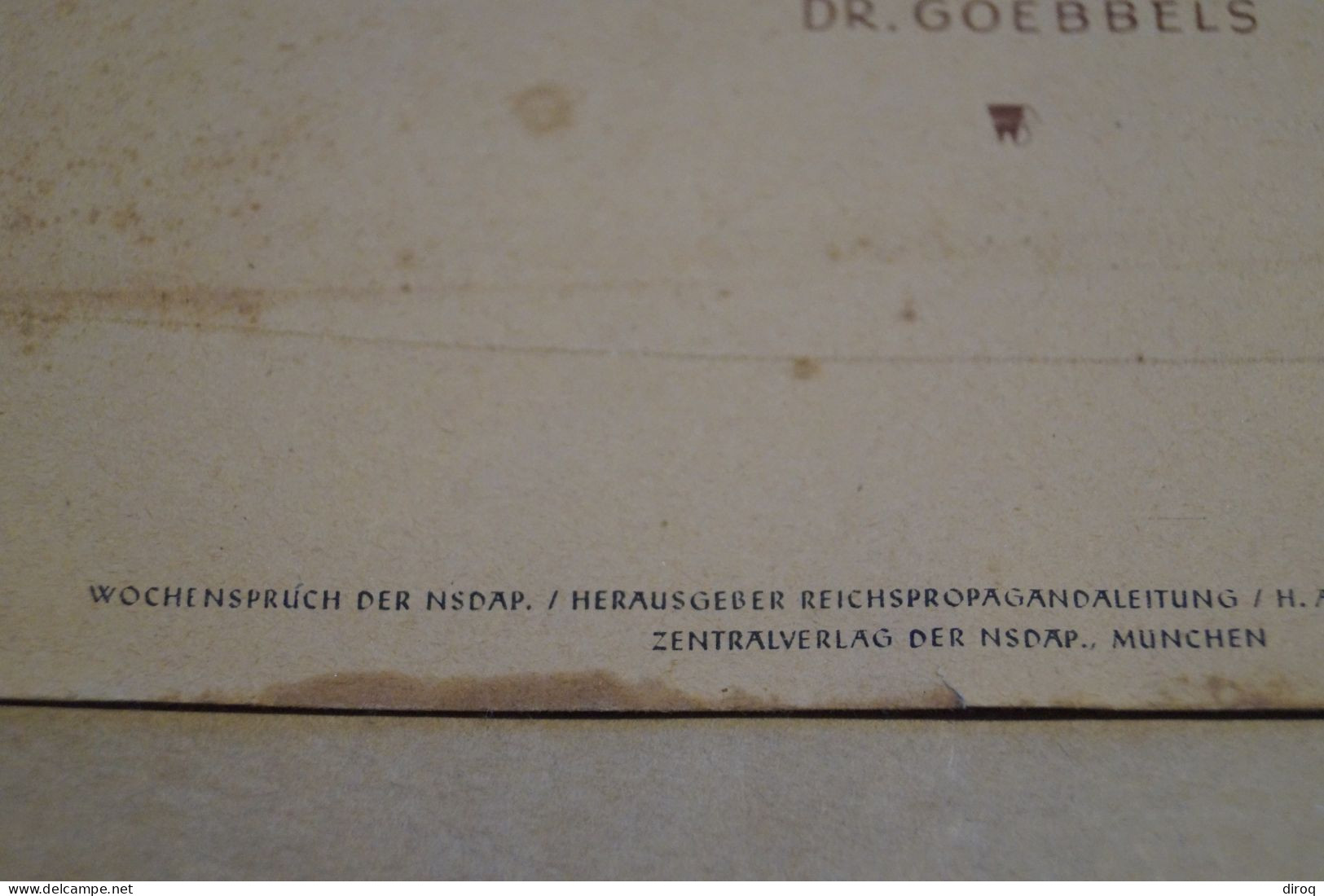 Grande Affiche De Propagande Allemande Guerre 40-45,Dr. Goebbels,originale,RARE,350 Mm./240 Mm - Posters