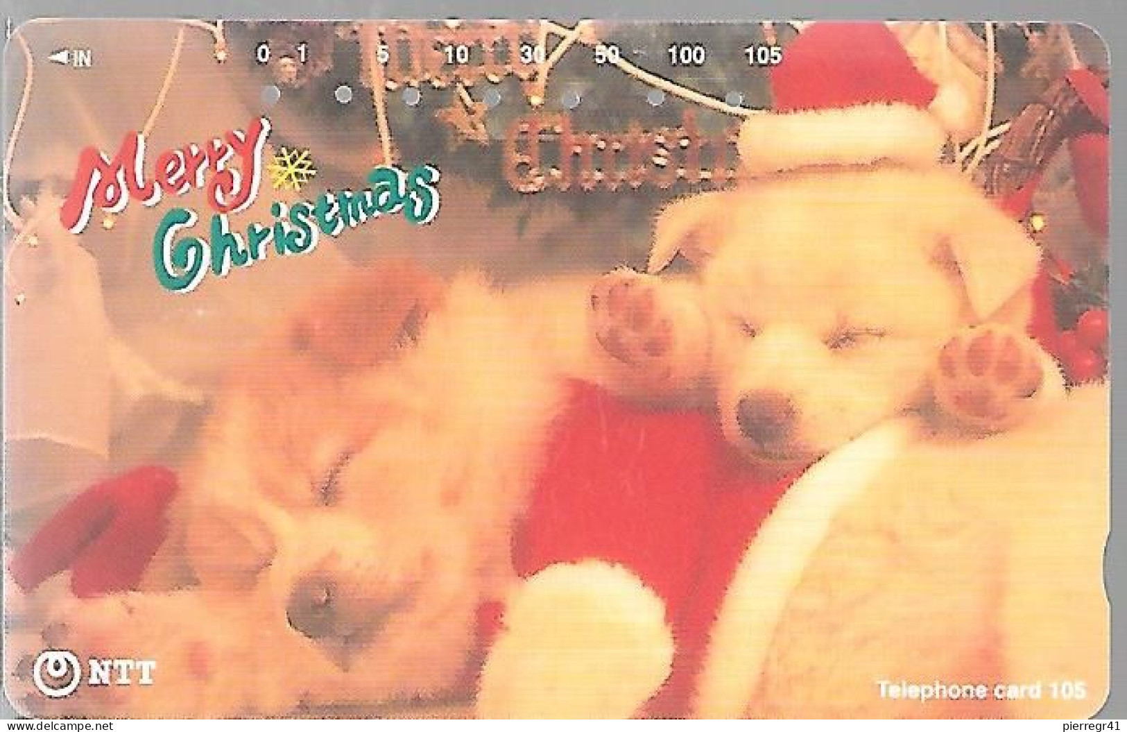 CARTE-MAGNETIQUE-JAPON-NOEL-CHIOTS-TBE-RARE - Navidad