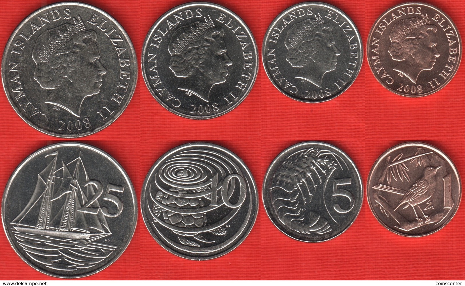Cayman Islands Set Of 4 Coins: 1 - 25 Cents 2008 UNC - Iles Caïmans