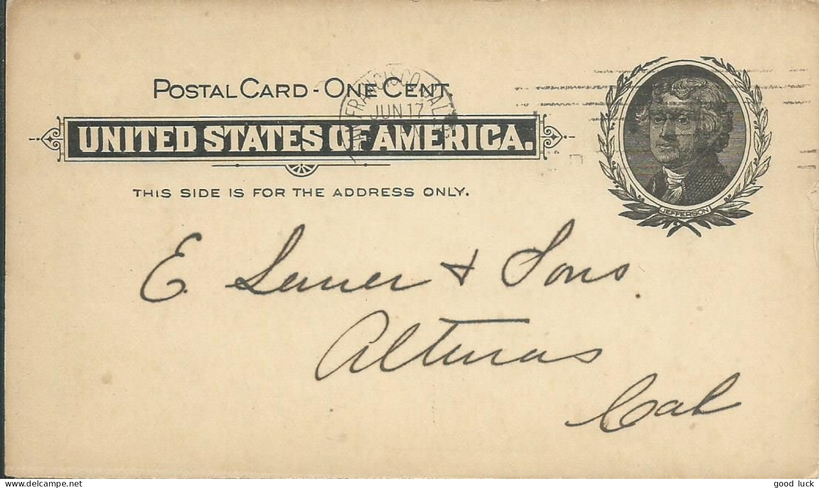 ETATS UNIS ENTIER REPIQUE 1c SAN FRANCISCO POUR ALTURAS DE 1901 LETTRE COVER - 1941-60