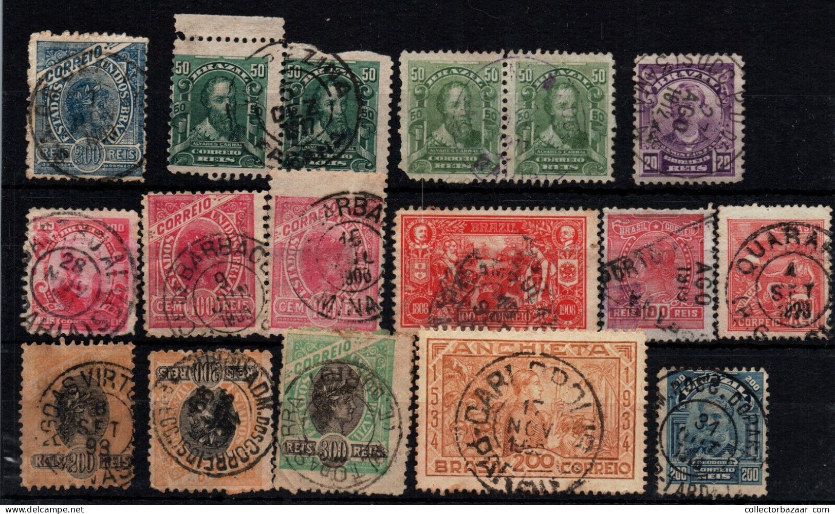 Brazil Old Stamp Specialized Lot Used Stamps Varieties Postmarks Etc - Verzamelingen & Reeksen