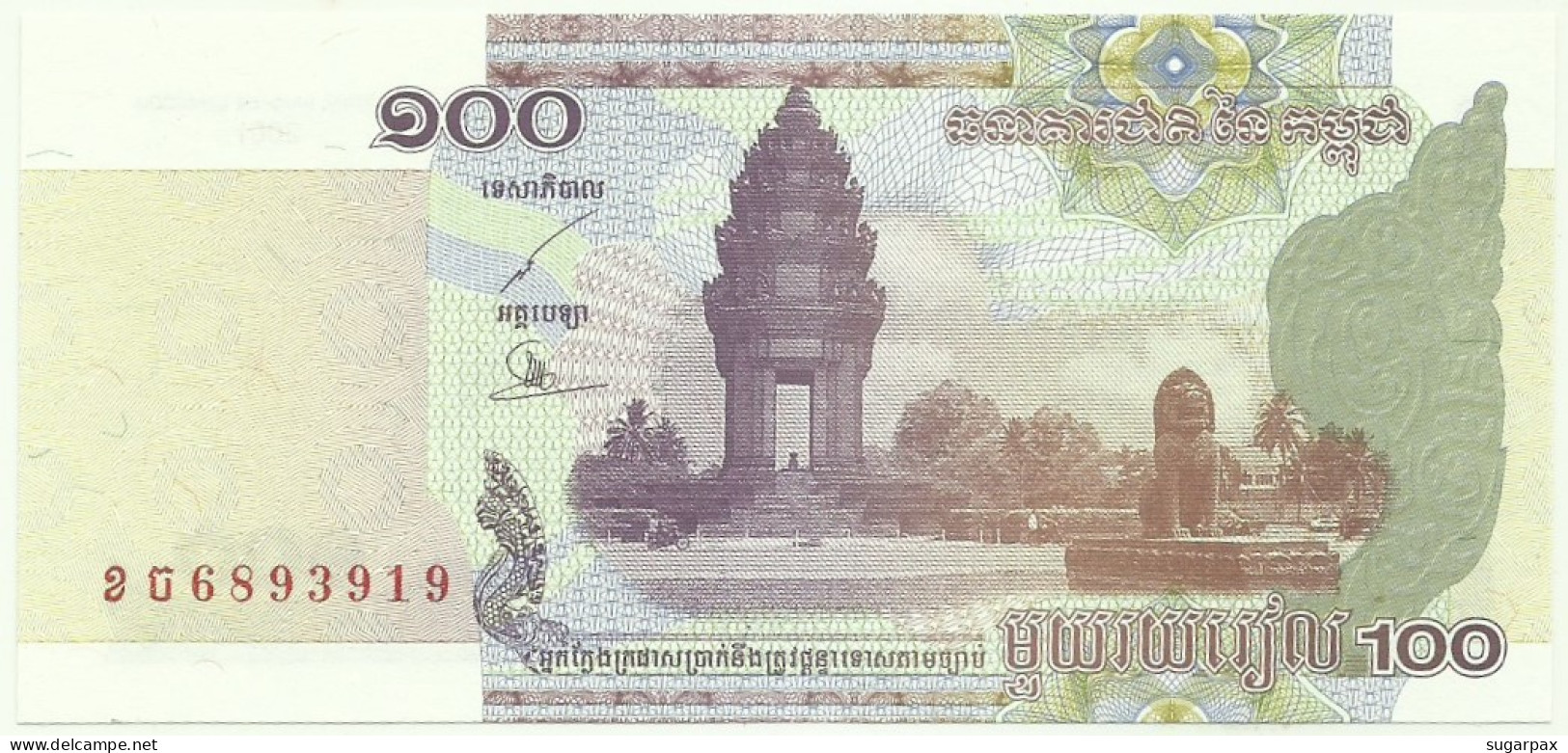 Cambodia - 100 Riels - 2001 - Pick: 53 - Unc. - Sign. 17 - National Banque - Cambodge