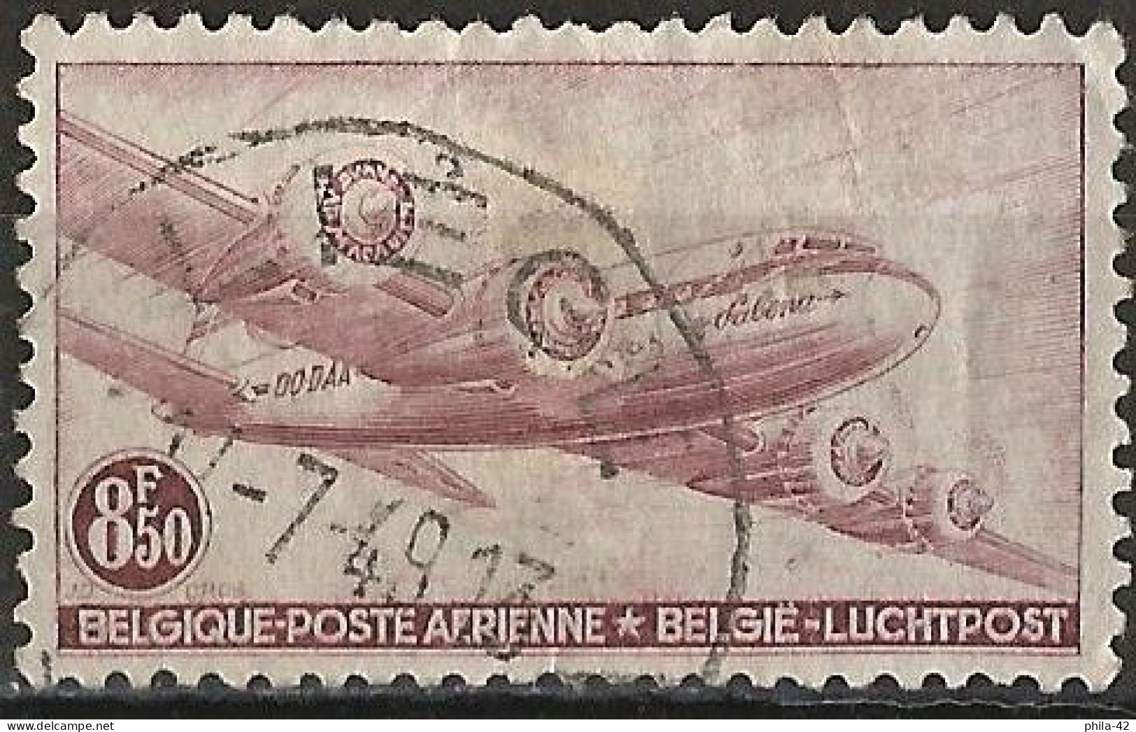 Belgium 1946 - Mi 752 - YT Pa 9 ( Plane Douglas DC 4 ) Airmail - Afgestempeld