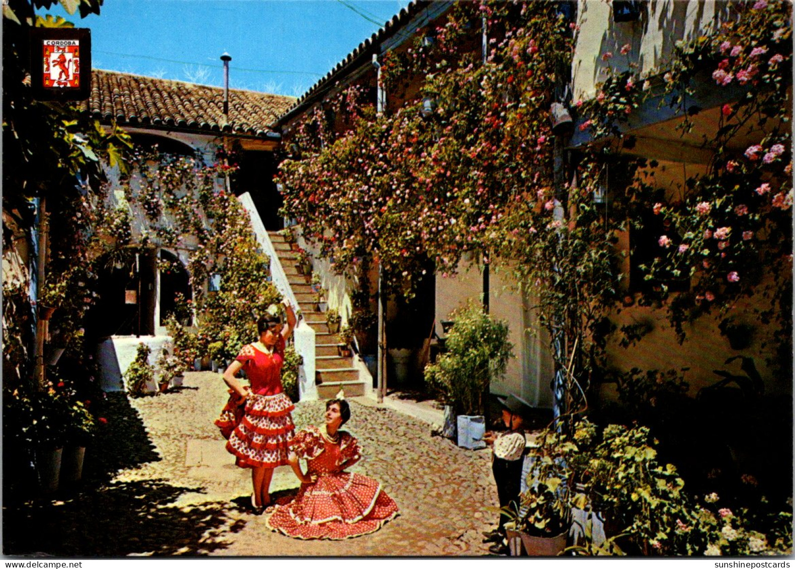 Spain Cordoba Courtyard With Locals In Traditional Dress  - Córdoba
