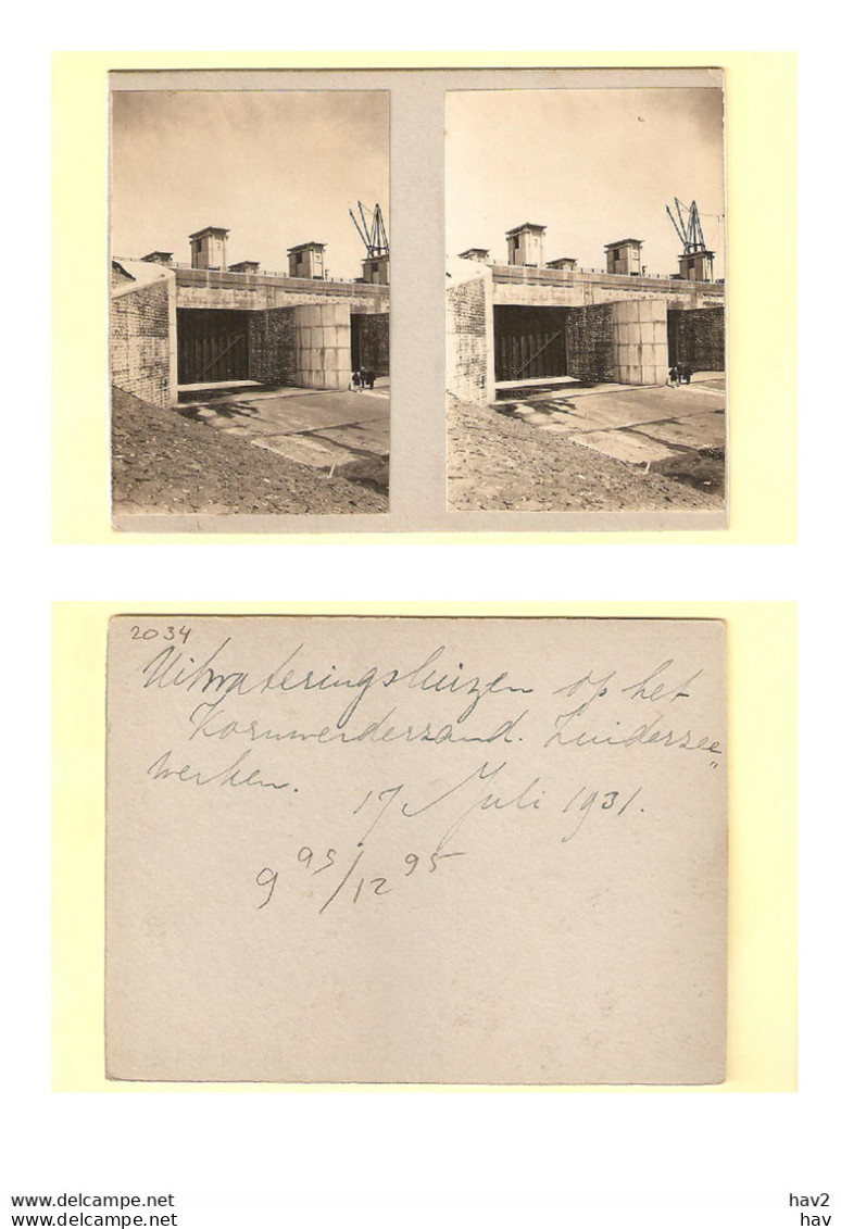 Kornwerderzand Sluizen Stereofoto 1931 KE2034 - Den Oever (& Afsluitdijk)