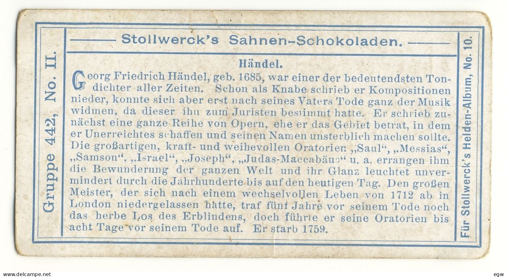 Handel Stollwerck 1908 Group 442 #2 - Stollwerck
