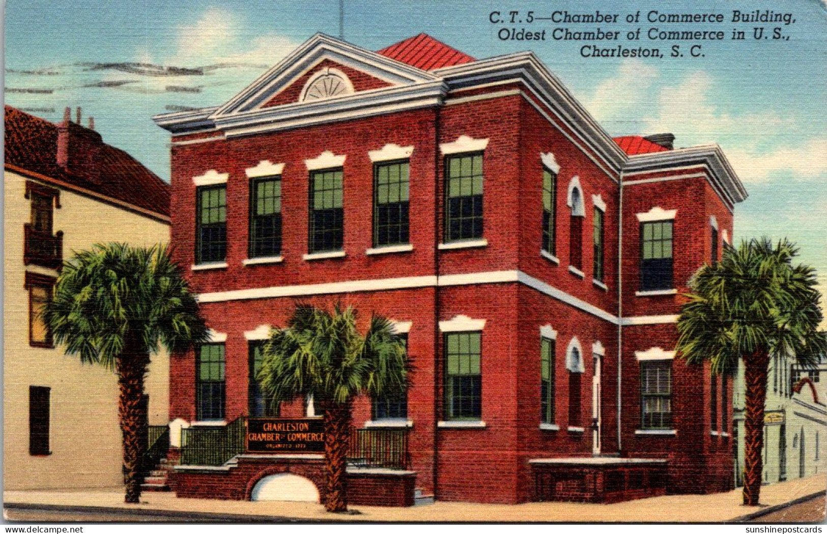 South Carolina Charleston Chamber Of Commerce Oldest In The U S 1942 Curteich - Charleston