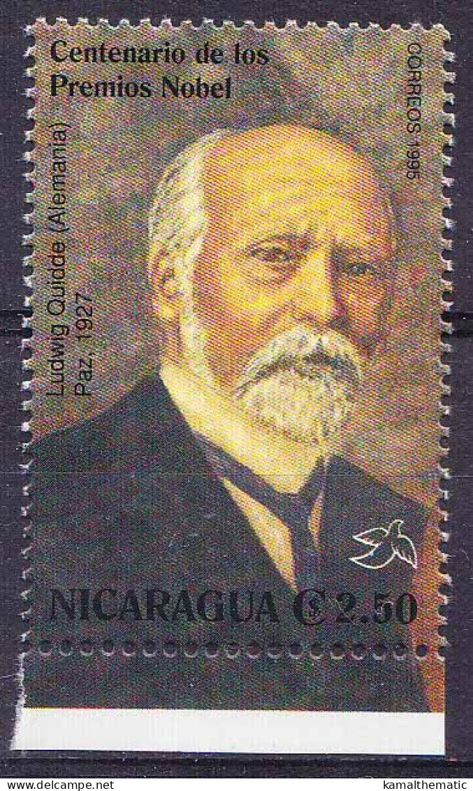 Nicaragua 1995 MNH, Ludwig Quidde, Germany, Nobel In Peace - Prix Nobel